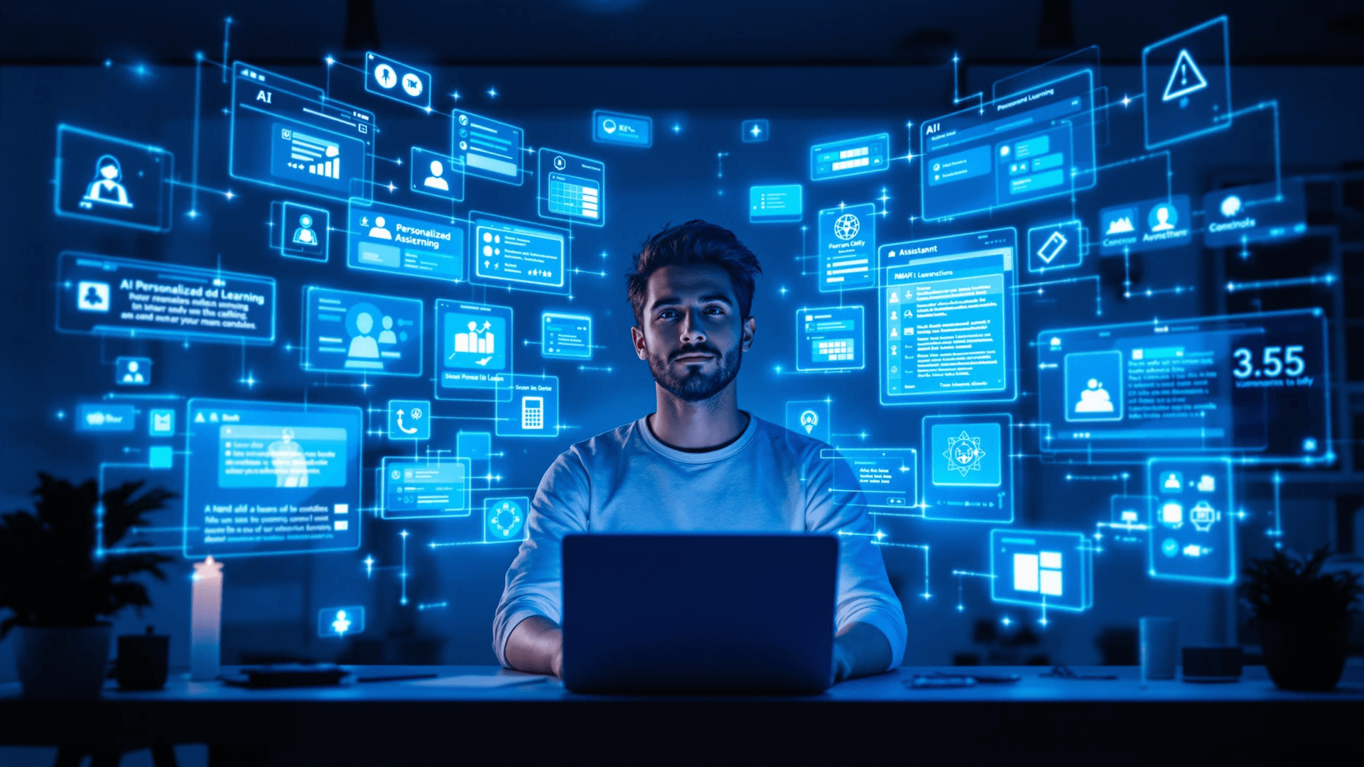 Illustration of a connected digital command center
