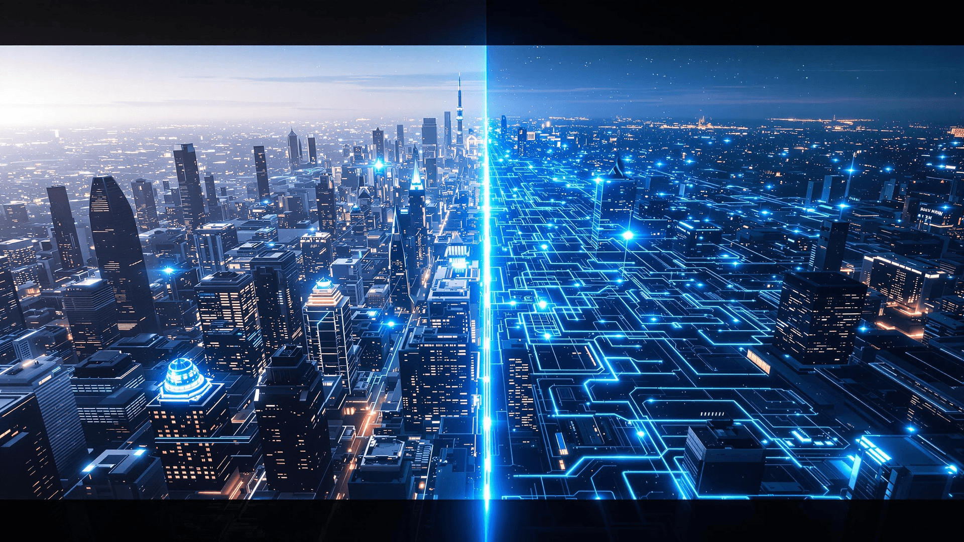 Illustration of a connected city and scalable digital infrastructure