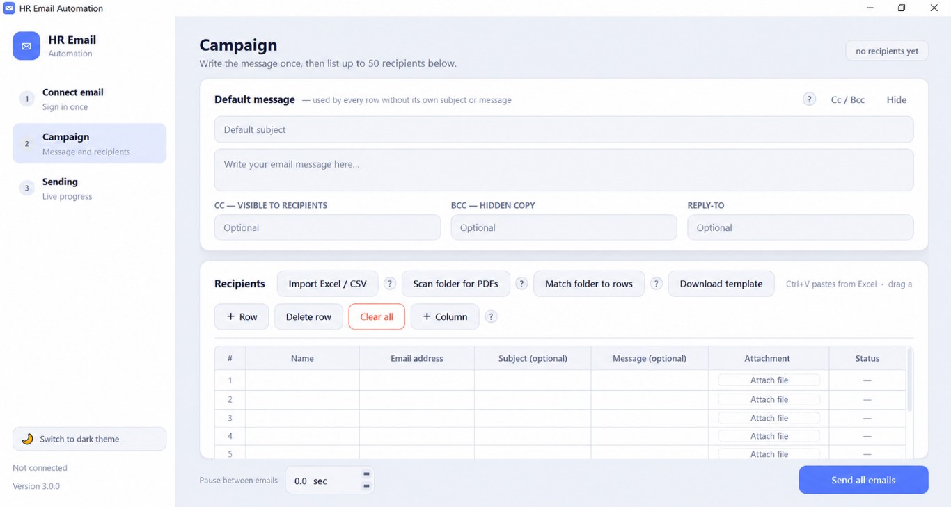 HR Email Automation application preview
