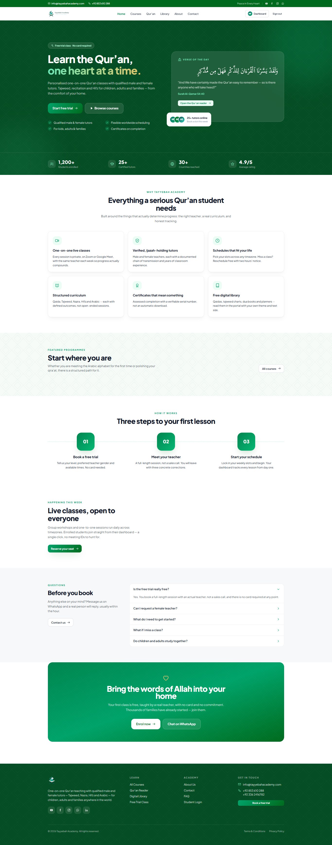 Tayyebah Academy Portal application preview